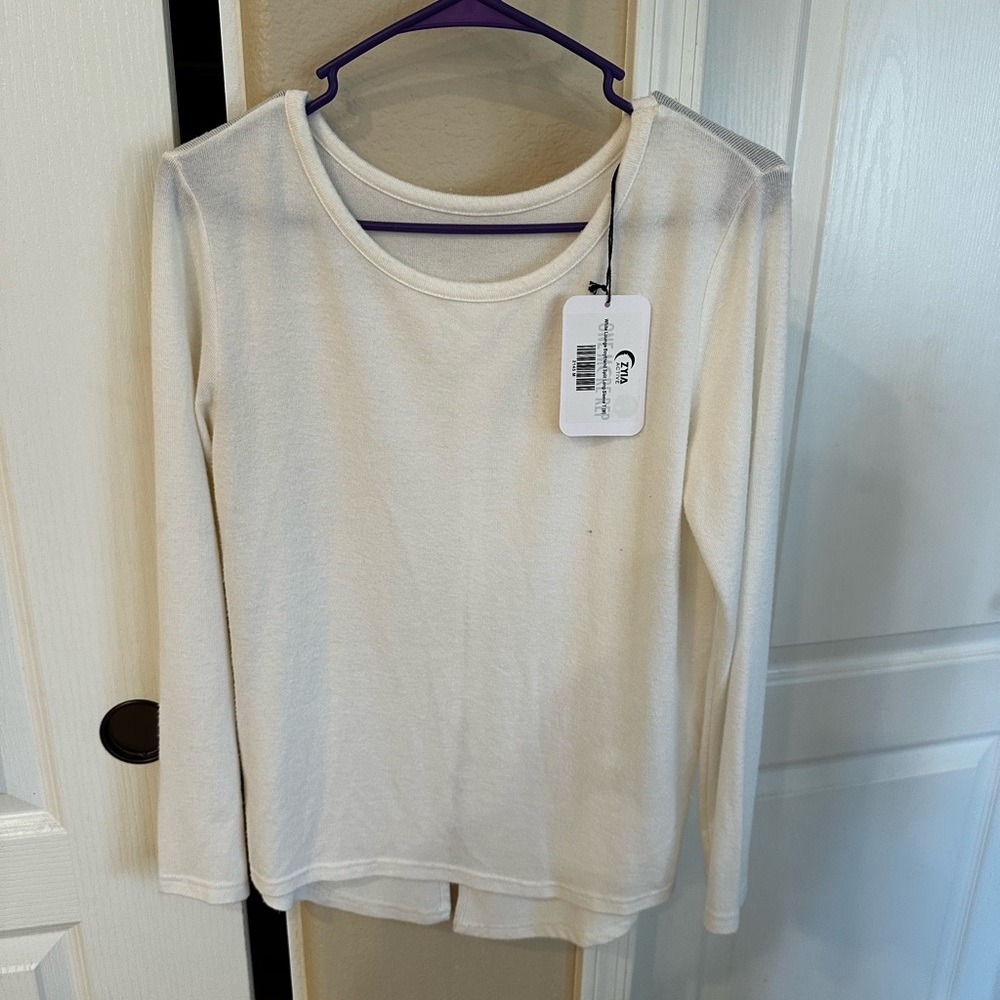 ZYIA White Lounge Boyfriend Split Long Sleeve Medium NWT SOFT
